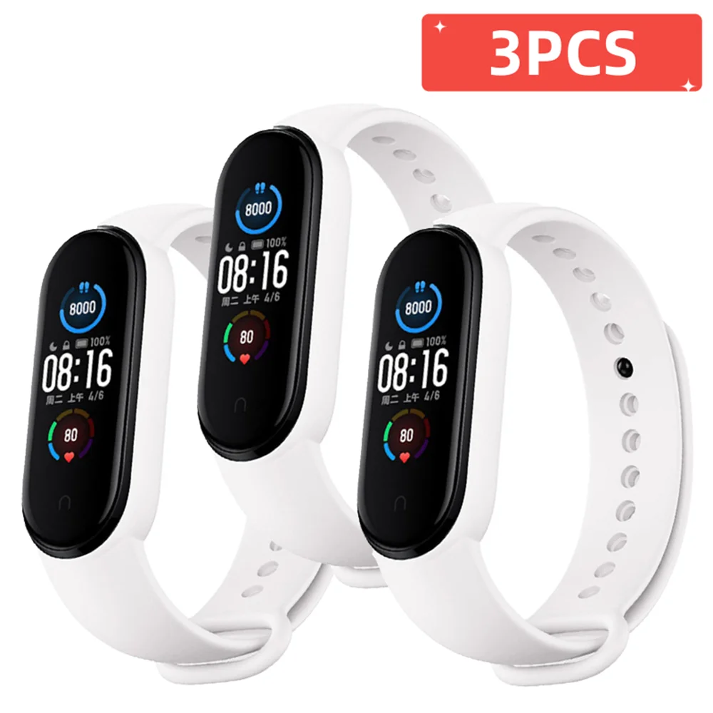 3Pcs Watchband For Mi Band 7 6 4 5 3 Bracelet Xiaomi Mi Band Strap Silicone Sport Replacement Wristband Smartwatch Accessories