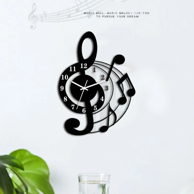 Music Note Acrylic Wall Clock | Silent Decorative Wall Clock for Living Room, Bedroom & Classroom