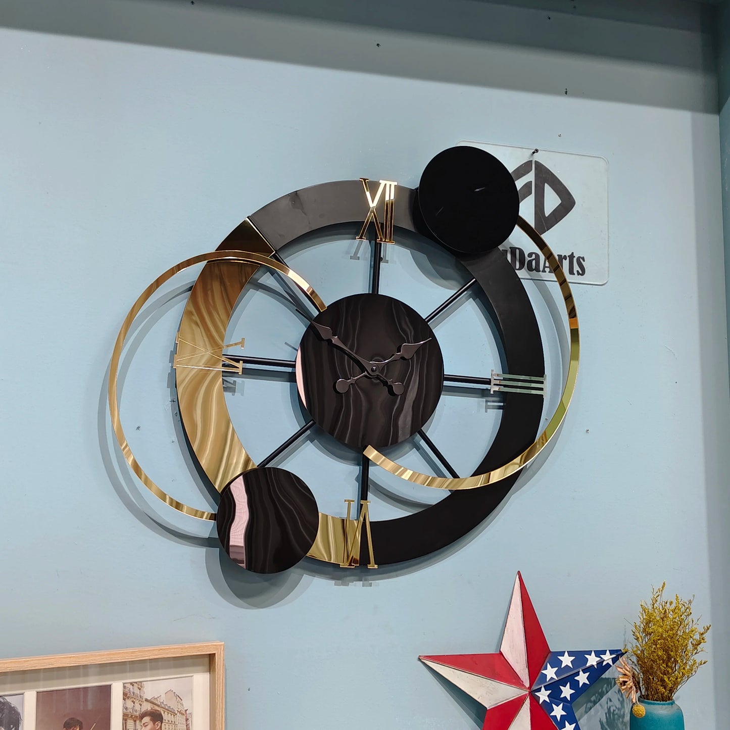 65x60 New Large Metal Frame Wall Clock 2025 Minimalist Modern Needle Art Black Home Decor Watch From Manufacturer