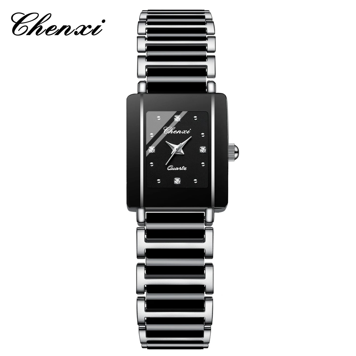 CHENXI 104A Fashion couple watches Rectangle Quartz Watch for Women Men Lovers Simulated-ceramics relojes para damas reloj mujer