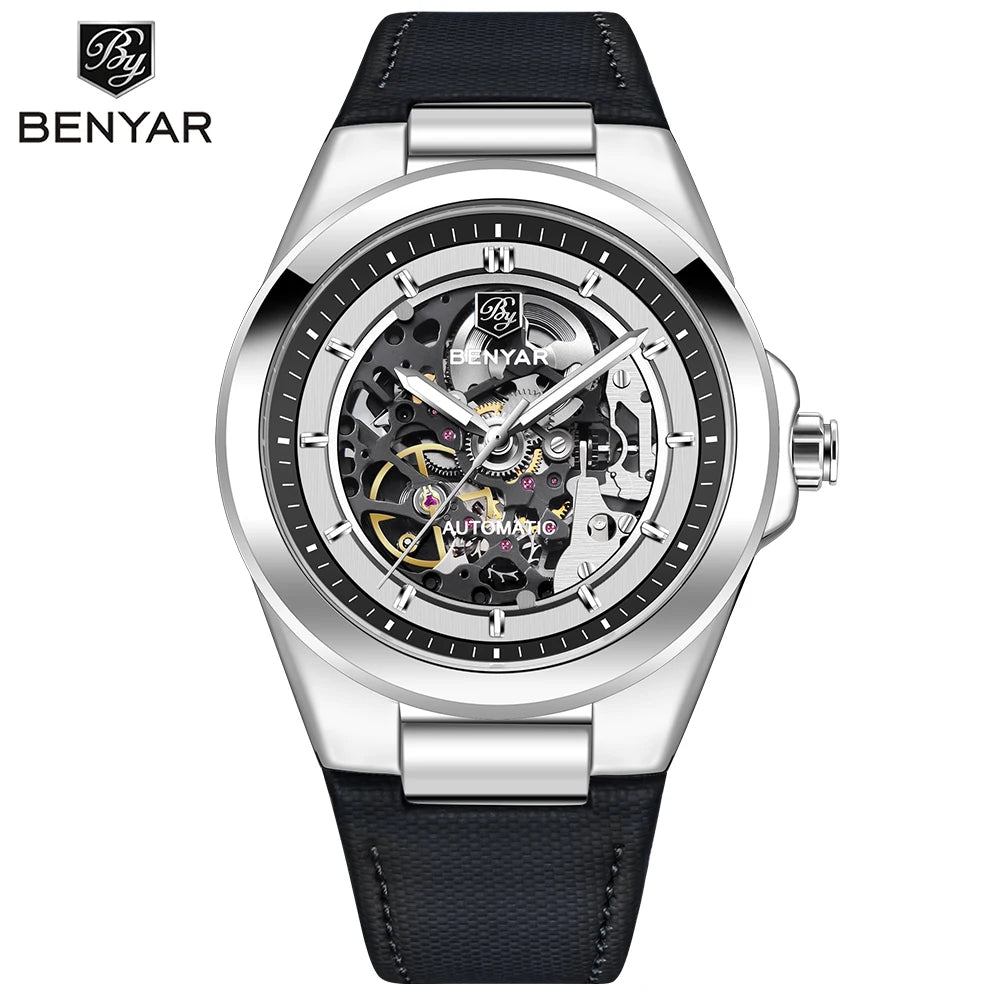 BENMYAR 2024 new BY-520742mm hollow luminous dial 50 meter waterproof fashionable luxury men's mechanical watch