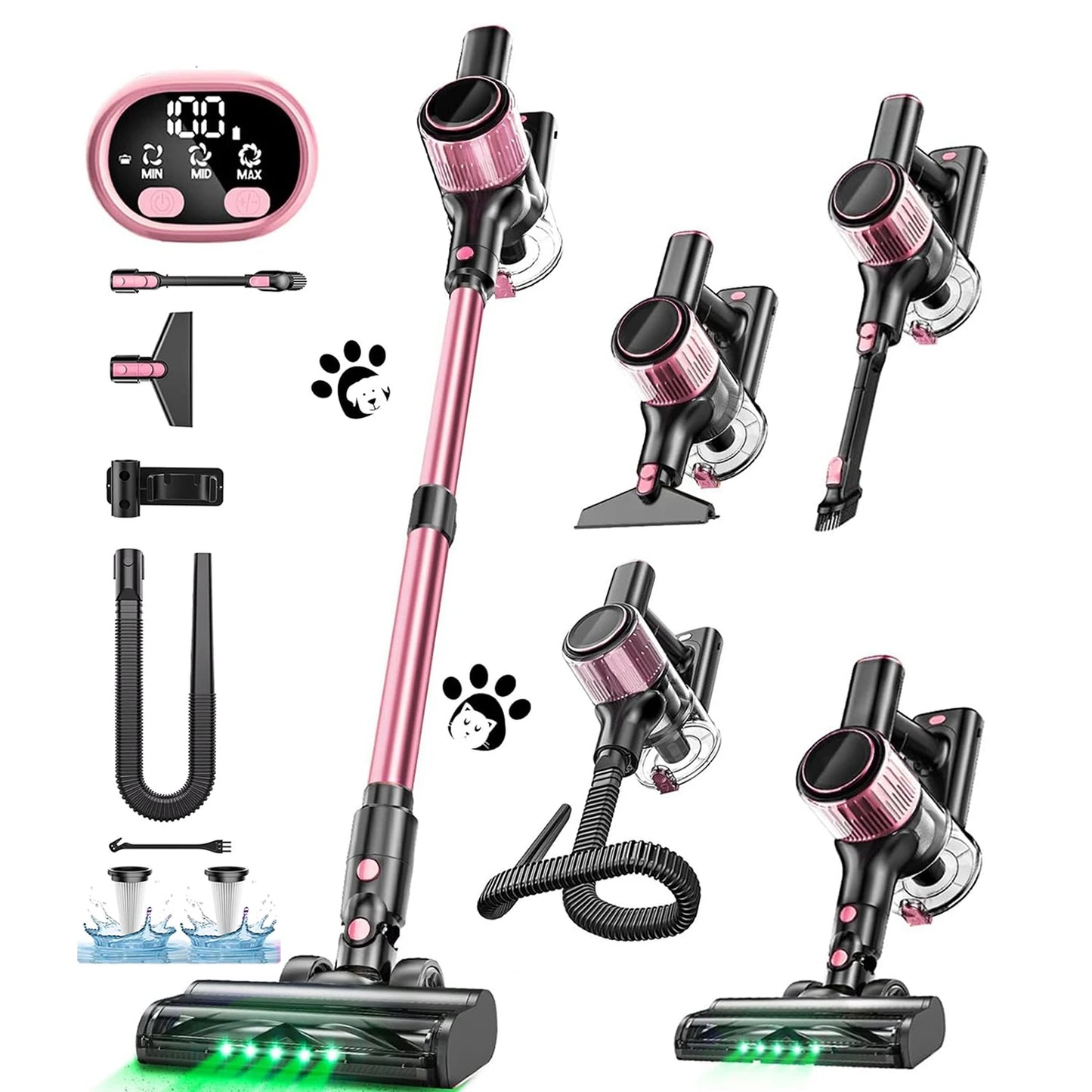 Cordless 10-in-1 Powerful Stick Vacuum Cleaner | 40Kpa 500W Rechargeable Vacuum for Home, Pet Hair & Carpet Cleaning