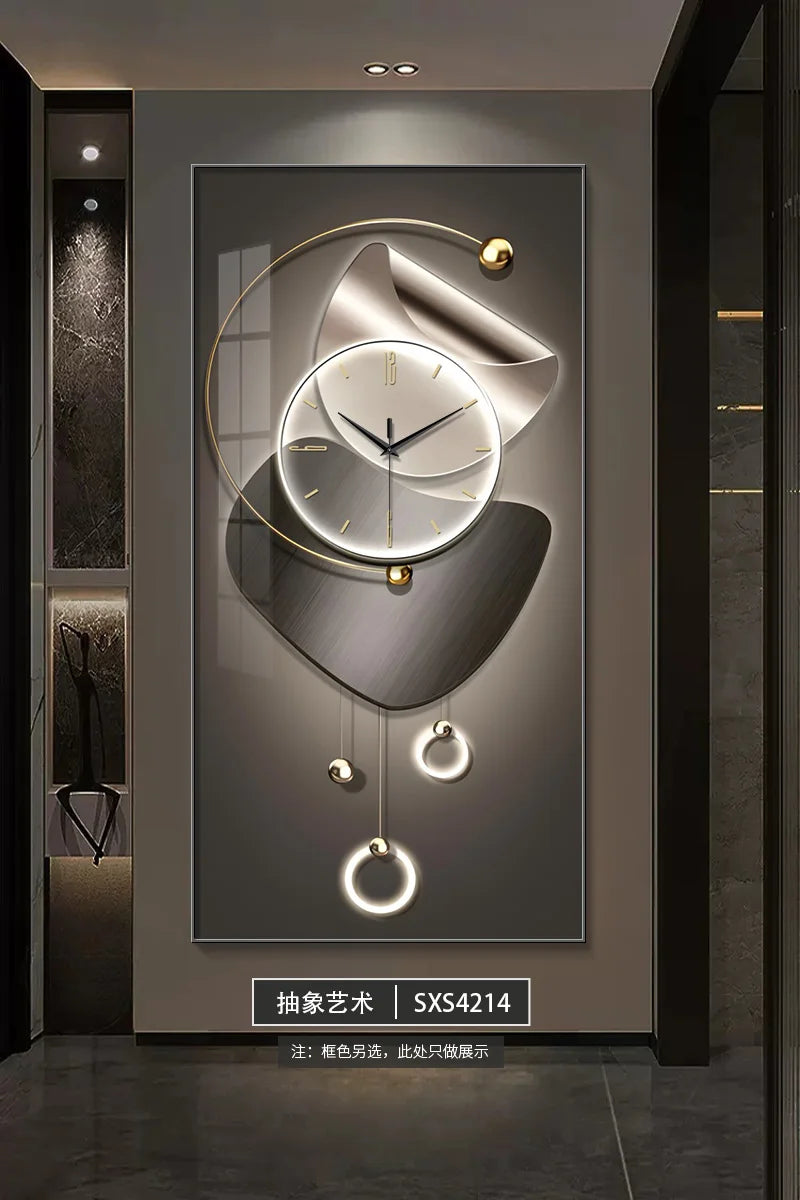 Modern Abstract Wall Clock | Silent Digital Hanging Clock for Living Room, Entrance & Corridor Wall Decoration