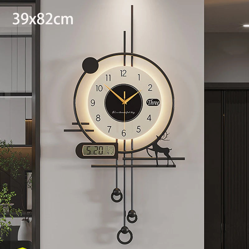 Minimalist Luxury Wall Clock | Silent Modern Calendar Clock for Living Room & Home Decoration Accessories