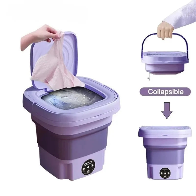 8L Portable Folding Washing Machine | Fully Automatic Mini Laundry Washer for Underwear, Baby Clothes & Dorm Use