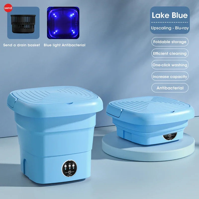 Mini Folding Washing Machine with Spin Dryer | Portable Laundry Washer for Underwear, Socks & Baby Clothes – Compact & Powerful