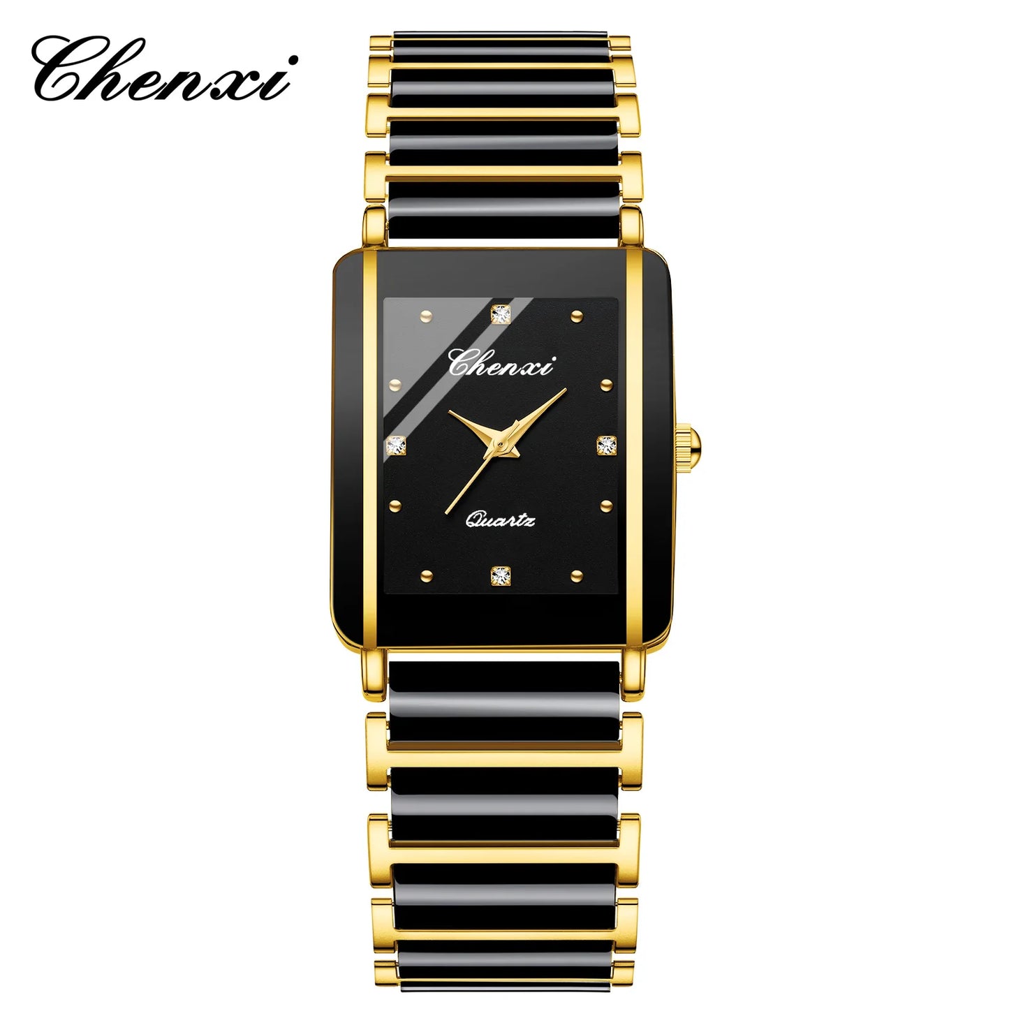 CHENXI 104A Couple's Quartz Watch Gold Black and White Ceramic Luxury Watch Men's and Women's Valentine's Day Gift Watch reloj