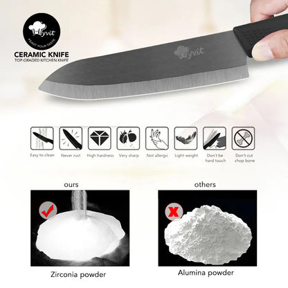 Ceramic Fruit Knife for Kitchen 3 4 5 6 inch Chef Knife with Sheath Utility Slicing Cooking Tool for Vegetable Rustproof Zirconi