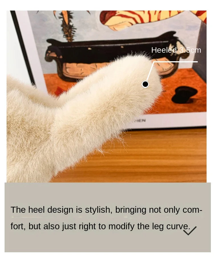 Women's 2021 Autumn/Winter New Flat Bottom One Word Warm Outerwear with Double Hairy Slippers for Foreign Trade