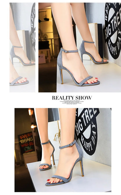 BIGTREE Shoes Summer Women Sandals Suede Hollow High Heels Stiletto Fashion Sandles Women Heels Ladies Shoes Women's Sandals