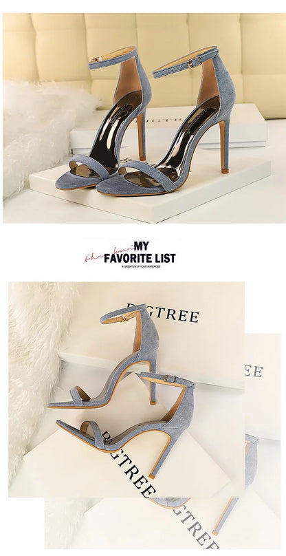 BIGTREE Shoes Summer Women Sandals Suede Hollow High Heels Stiletto Fashion Sandles Women Heels Ladies Shoes Women's Sandals