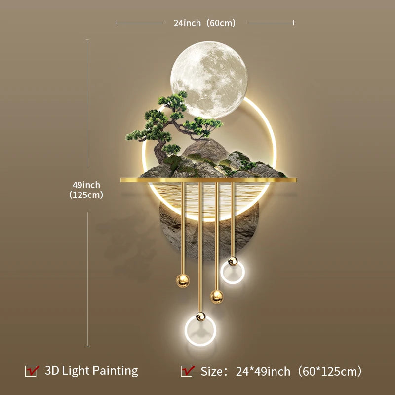 Factory Direct LED Lights Wall Art Art Deco Style Home Decor Acrylic Painting Decorative Landscape Printing