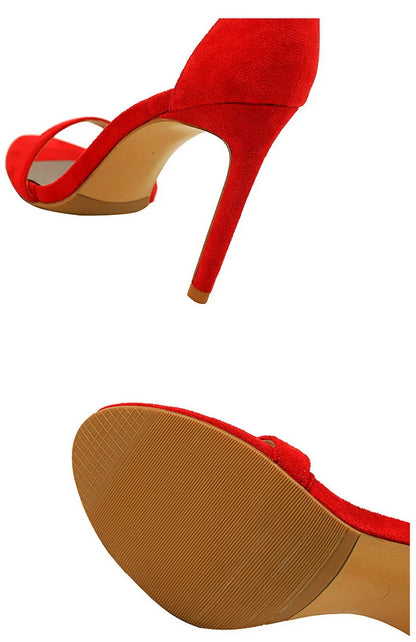 BIGTREE Shoes Summer Women Sandals Suede Hollow High Heels Stiletto Fashion Sandles Women Heels Ladies Shoes Women's Sandals