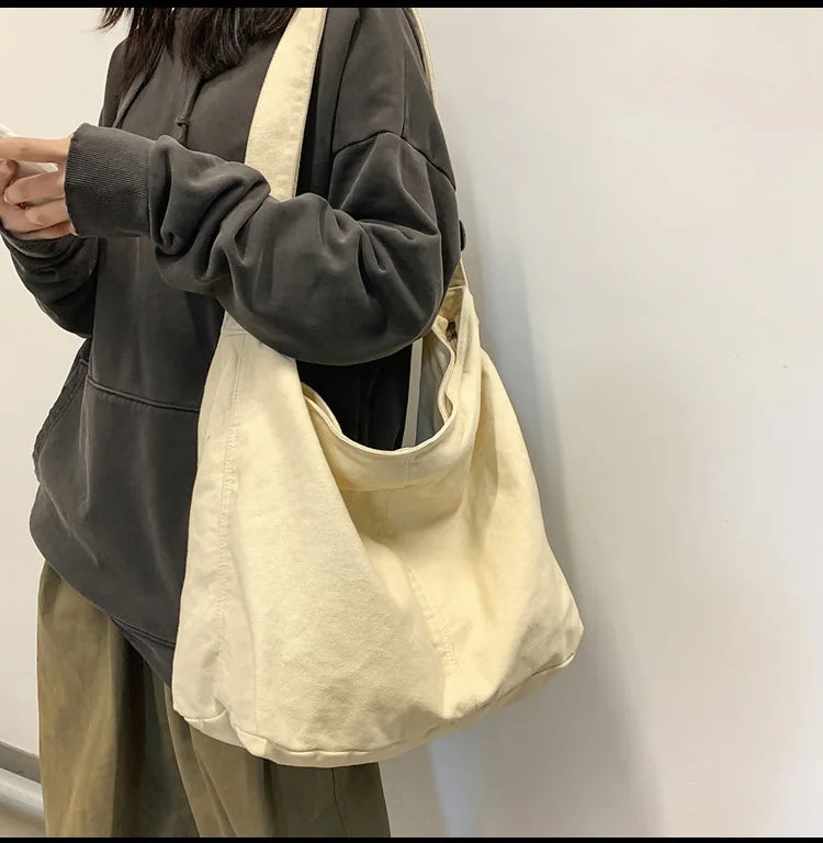 Women's Shoulder Bag Large Canvas Crossbody Bags for Women 2023 Cotton Cloth Fashion Korean Female Students School Bag Handbags