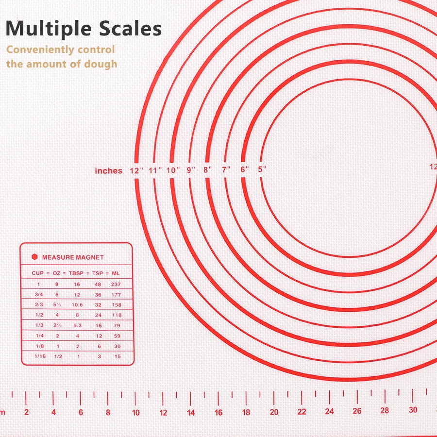 Fiberglass Silicone Baking Mat Large Kneading Pad Nonstick Surface Rolling Dough Mat With Scale For Kitchen Cooking Pastry Sheet