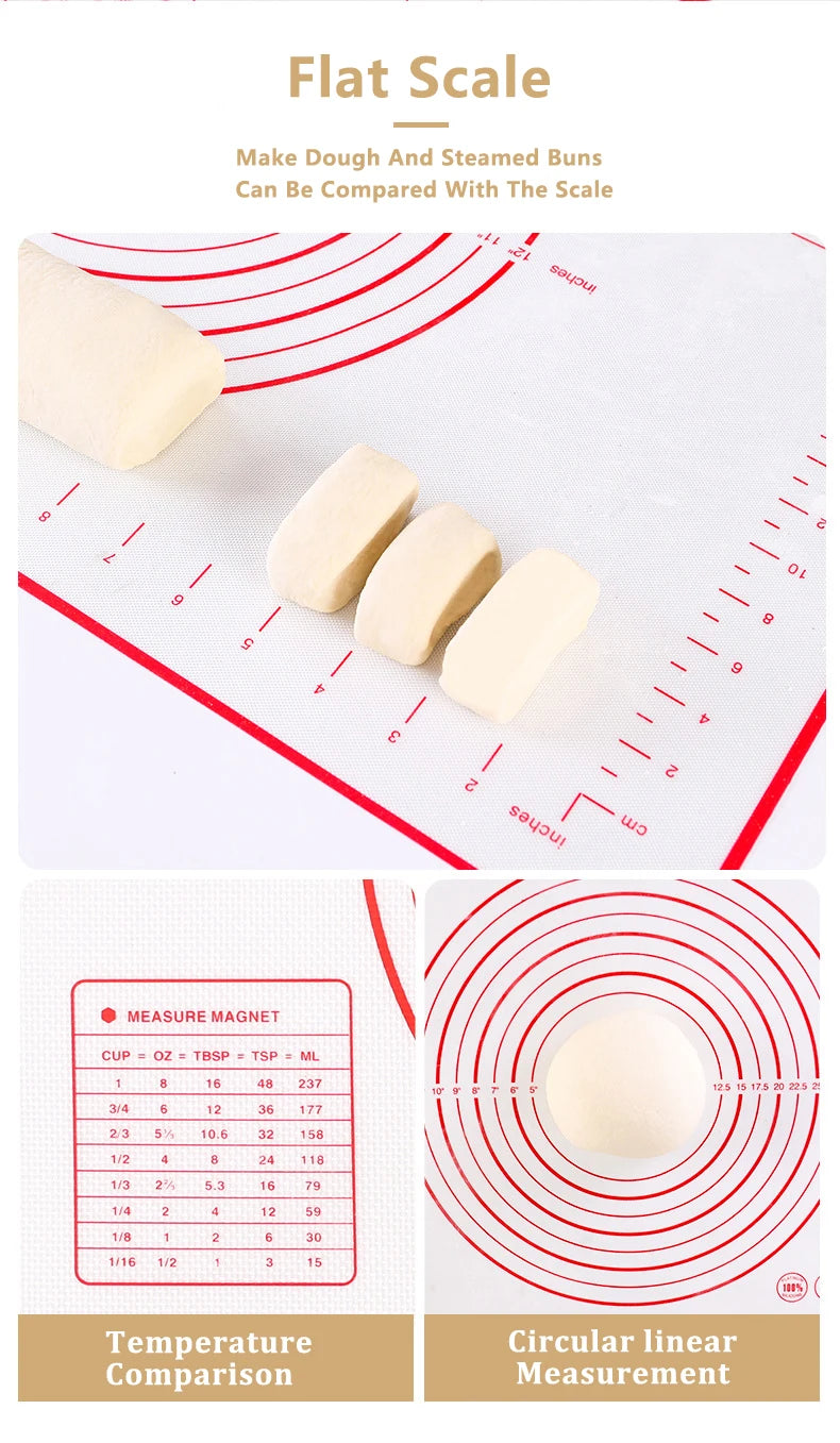 Fiberglass Silicone Baking Mat Large Kneading Pad Nonstick Surface Rolling Dough Mat With Scale For Kitchen Cooking Pastry Sheet