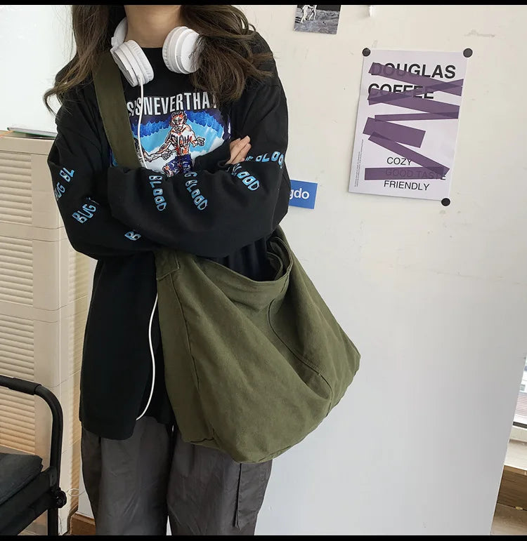 Women's Shoulder Bag Large Canvas Crossbody Bags for Women 2023 Cotton Cloth Fashion Korean Female Students School Bag Handbags