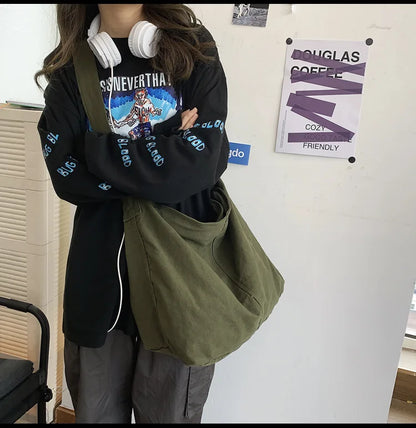 Women's Shoulder Bag Large Canvas Crossbody Bags for Women 2023 Cotton Cloth Fashion Korean Female Students School Bag Handbags