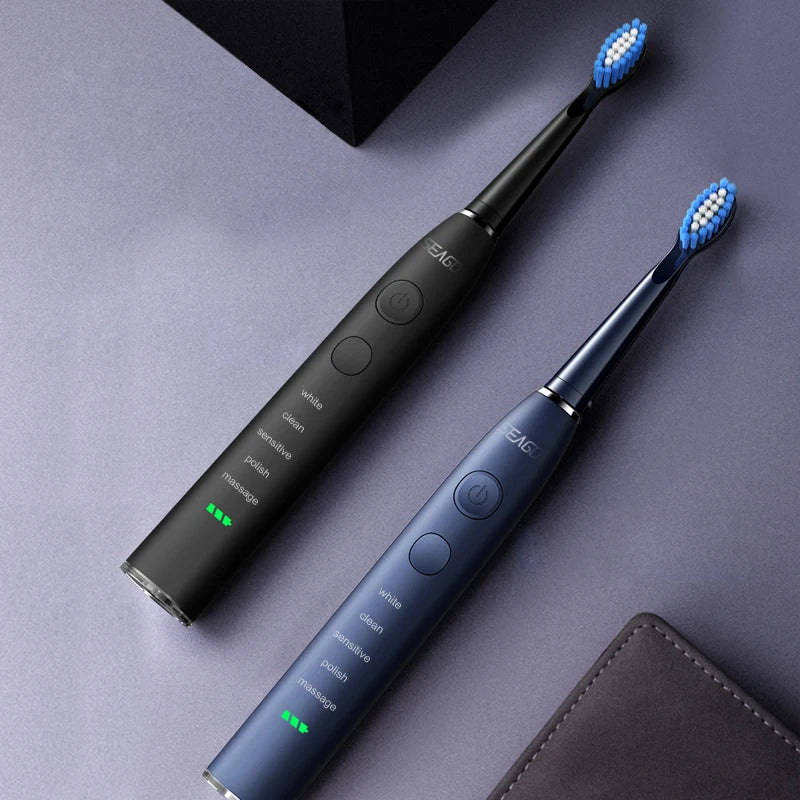 Seago SG-575 Sonic Electric Toothbrush | USB Rechargeable Toothbrush with 360-Day Battery Life, 4 Brush Heads & Travel Box