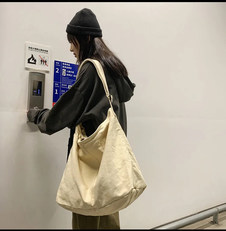 Women's Shoulder Bag Large Canvas Crossbody Bags for Women 2023 Cotton Cloth Fashion Korean Female Students School Bag Handbags