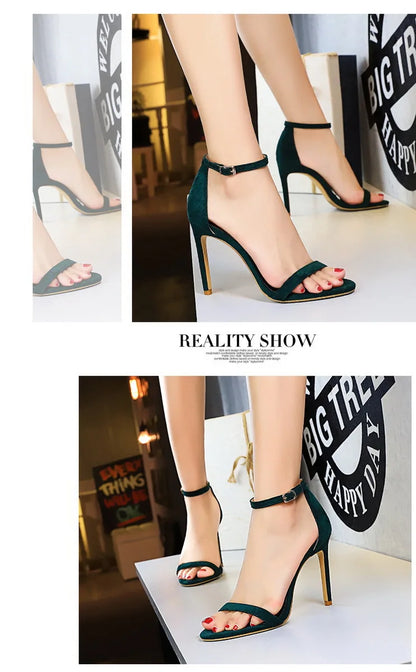 BIGTREE Shoes Summer Women Sandals Suede Hollow High Heels Stiletto Fashion Sandles Women Heels Ladies Shoes Women's Sandals
