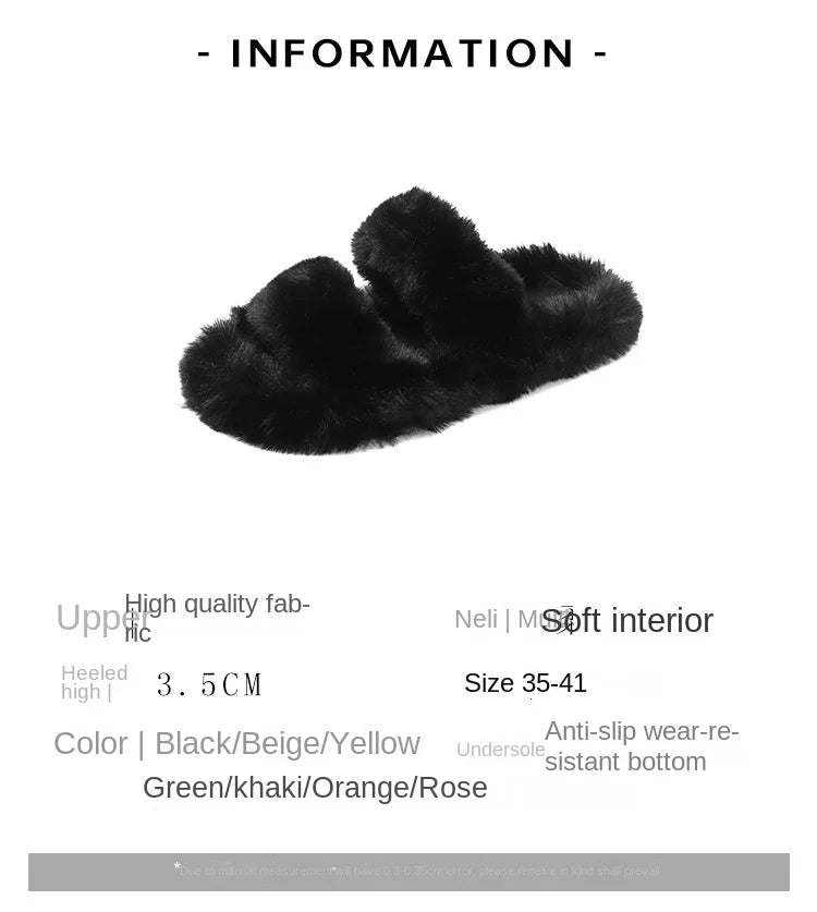 Women's 2021 Autumn/Winter New Flat Bottom One Word Warm Outerwear with Double Hairy Slippers for Foreign Trade