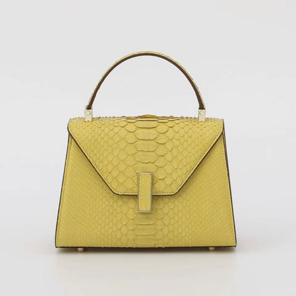 2025 Luxury Genuine Python Leather Handbag for Women - Exotic Luxury Top Handle Purse with Flap Closure & Structured Shape