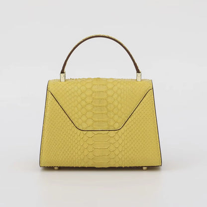 2025 Luxury Genuine Python Leather Handbag for Women - Exotic Luxury Top Handle Purse with Flap Closure & Structured Shape