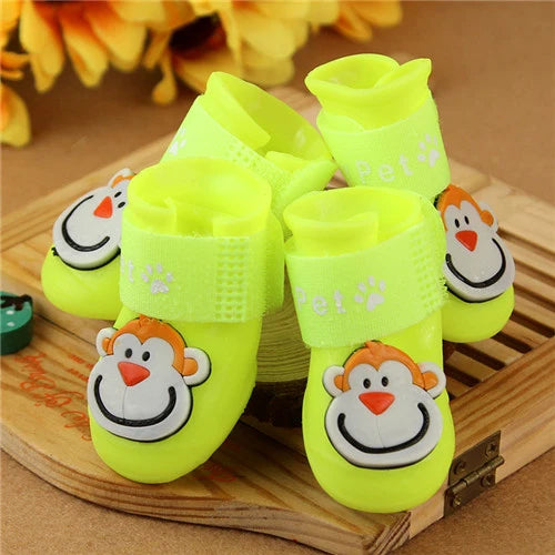 4PCS Waterproof Pet Dog Shoes | Anti-Slip Rain & Snow Boots for Small Dogs, Cats & Puppies – Summer Outdoor Footwear