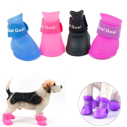 4PCS Waterproof Pet Dog Shoes | Anti-Slip Rain & Snow Boots for Small Dogs, Cats & Puppies – Summer Outdoor Footwear