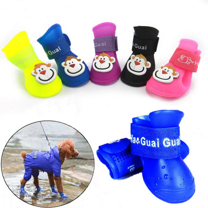 4PCS Waterproof Pet Dog Shoes | Anti-Slip Rain & Snow Boots for Small Dogs, Cats & Puppies – Summer Outdoor Footwear