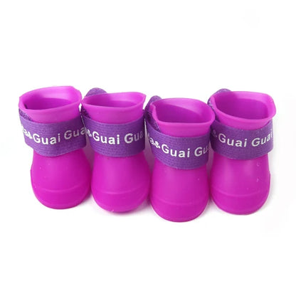 4PCS Waterproof Pet Dog Shoes | Anti-Slip Rain & Snow Boots for Small Dogs, Cats & Puppies – Summer Outdoor Footwear