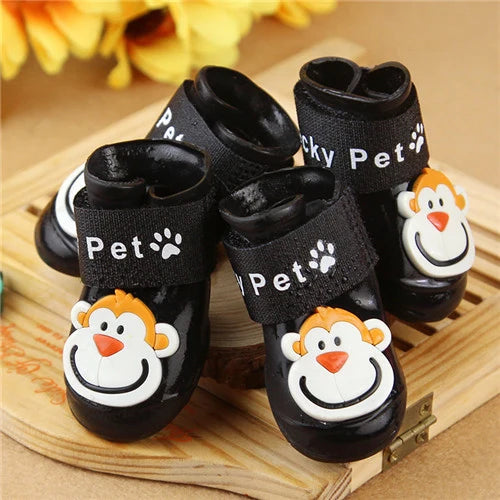 4PCS Waterproof Pet Dog Shoes | Anti-Slip Rain & Snow Boots for Small Dogs, Cats & Puppies – Summer Outdoor Footwear