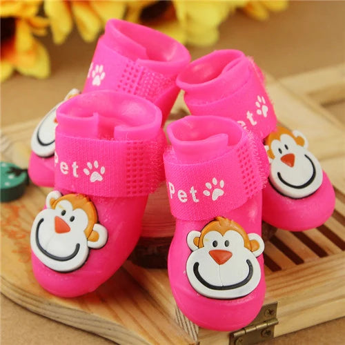 4PCS Waterproof Pet Dog Shoes | Anti-Slip Rain & Snow Boots for Small Dogs, Cats & Puppies – Summer Outdoor Footwear