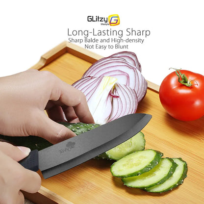 Ceramic Fruit Knife for Kitchen 3 4 5 6 inch Chef Knife with Sheath Utility Slicing Cooking Tool for Vegetable Rustproof Zirconi