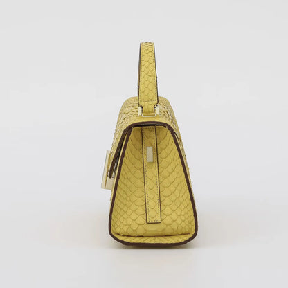 2025 Luxury Genuine Python Leather Handbag for Women - Exotic Luxury Top Handle Purse with Flap Closure & Structured Shape