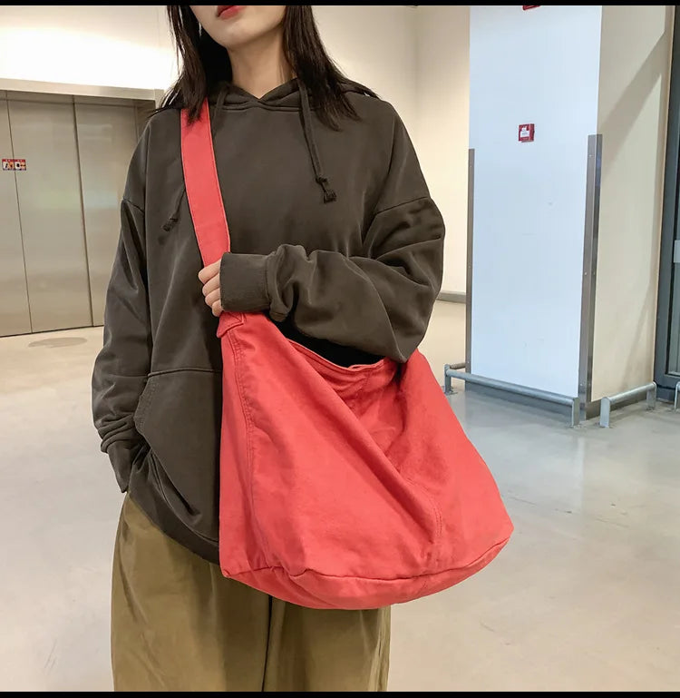 Women's Shoulder Bag Large Canvas Crossbody Bags for Women 2023 Cotton Cloth Fashion Korean Female Students School Bag Handbags