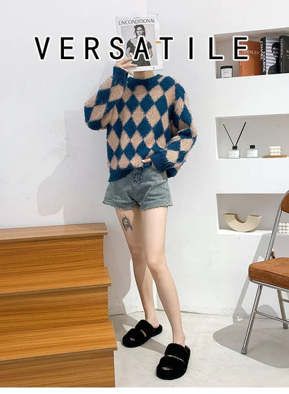 Women's 2021 Autumn/Winter New Flat Bottom One Word Warm Outerwear with Double Hairy Slippers for Foreign Trade