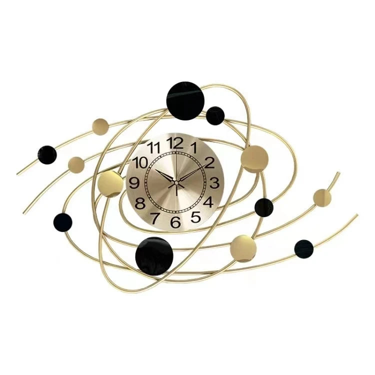 Large Modern 3D Metal Wall Clock | Creative Gold Iron Designer Hanging Clock for Home & Living Room Decor (71.5x41.5cm)