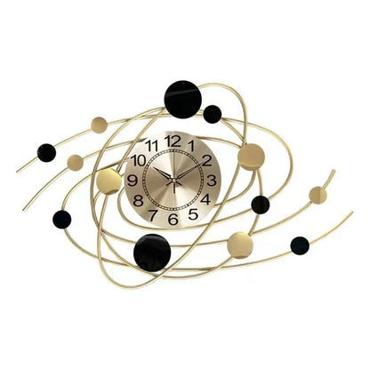 Large Modern 3D Metal Wall Clock | Creative Gold Iron Designer Hanging Clock for Home & Living Room Decor (71.5x41.5cm)