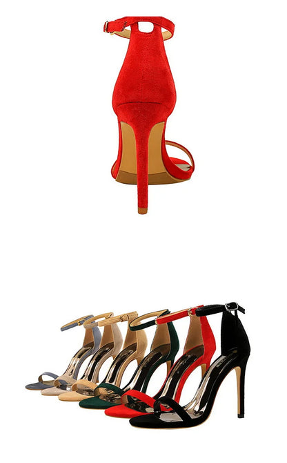 BIGTREE Shoes Summer Women Sandals Suede Hollow High Heels Stiletto Fashion Sandles Women Heels Ladies Shoes Women's Sandals