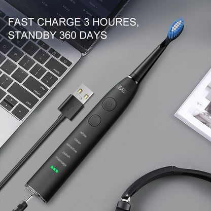 Seago SG-575 Sonic Electric Toothbrush | USB Rechargeable Toothbrush with 360-Day Battery Life, 4 Brush Heads & Travel Box