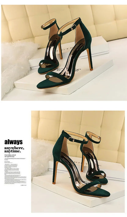 BIGTREE Shoes Summer Women Sandals Suede Hollow High Heels Stiletto Fashion Sandles Women Heels Ladies Shoes Women's Sandals