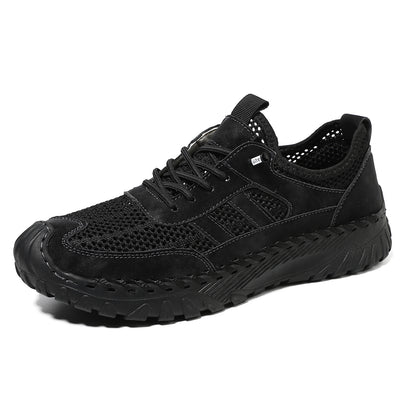 Plus Size Sewed Cowhide Mesh Korean Fashion Men's Shoes