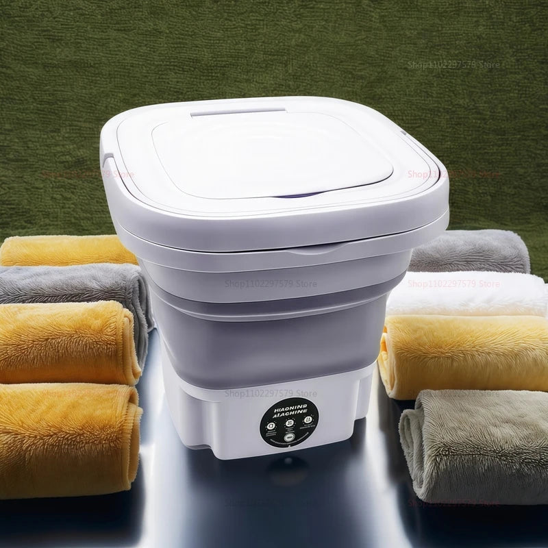 8L Portable Folding Washing Machine | Compact Travel Laundry Bucket for Clothes, Socks & Underwear – Home & Camping Washer