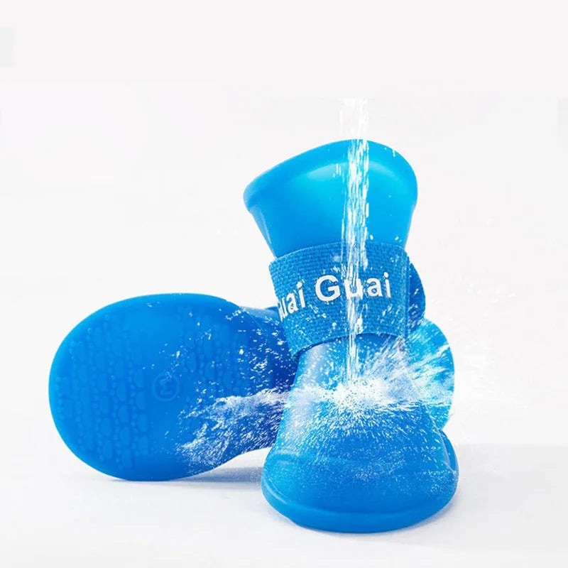 4PCS Waterproof Pet Rain Shoes | Anti-Slip Rubber Boots for Small, Medium & Large Dogs and Cats – Outdoor Paw Protection