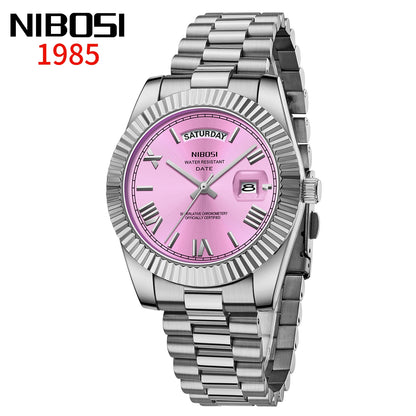 NIBOSI New Men Watch Brand Luxury Fashion Quartz Wristwatch Male Stainless Steel Waterproof Calendar Business Watches For Men
