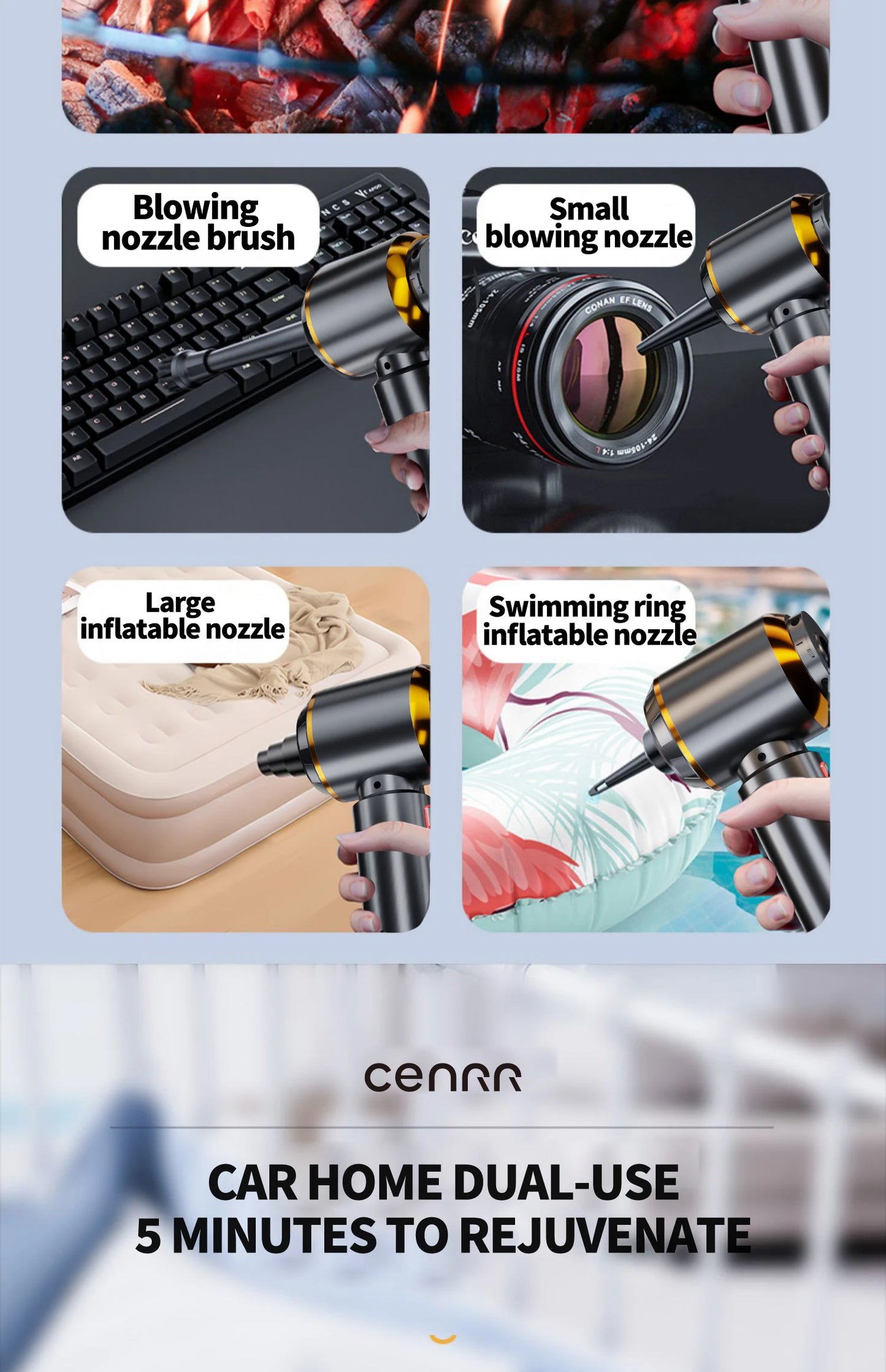 CENRR 998000PA Car Vacuum Cleaner Strong Suction Cordless Wireless Cleaner Handheld Portable Vacuum Cleaner Cleaning Machine