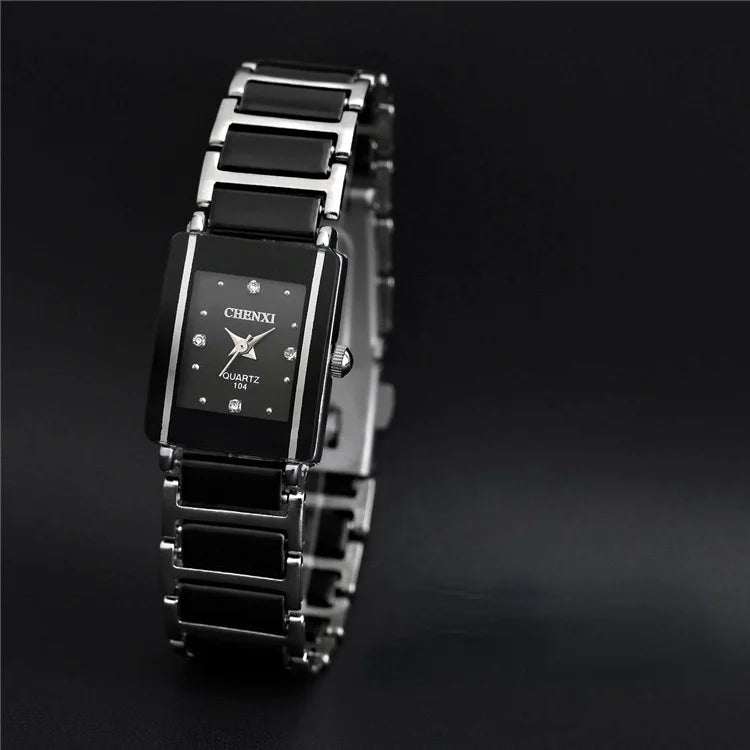 Fashion Rectangle Watch Women White Simulated Ceramics Watches Men Women Casual Quartz Wristwatches Couple Watch Unique Watch