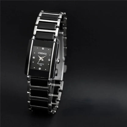 Fashion Rectangle Watch Women White Simulated Ceramics Watches Men Women Casual Quartz Wristwatches Couple Watch Unique Watch